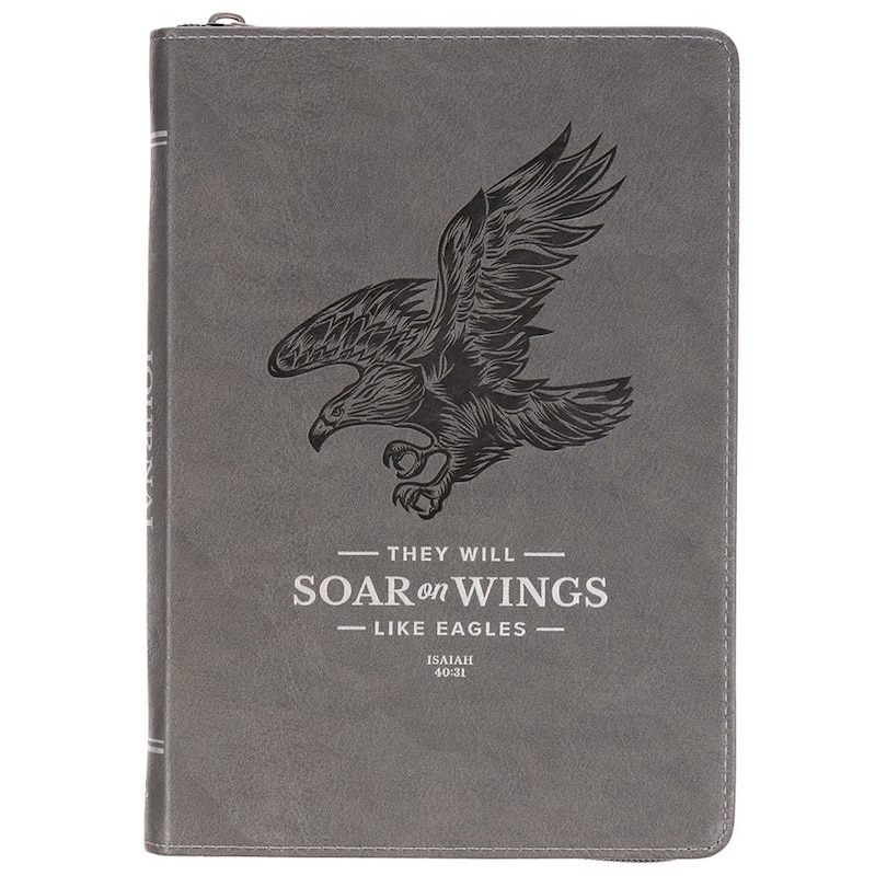 Front cover_Journal Classic Zip Gray Wings Like Eagles Isaiah 40:31