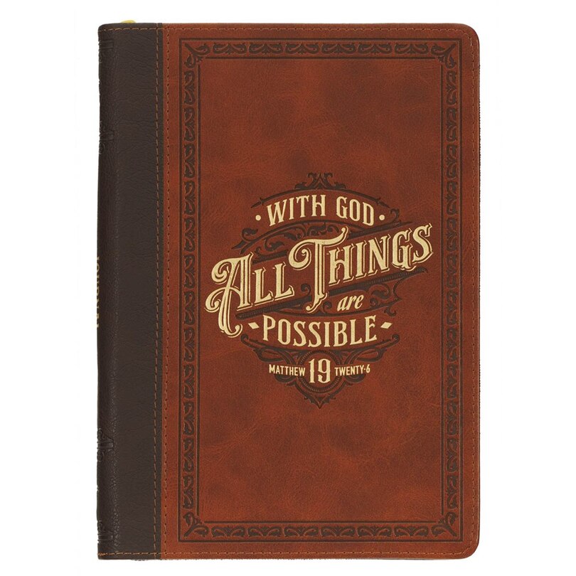 Front cover_Journal Classic Zip Brown Two-tone All Things Matt. 19:26