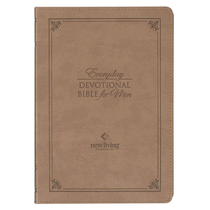 Front cover_Devotional Bible NLT for Men Faux Leather, Tan