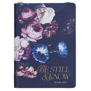 Front cover_Journal Classic Zip Navy Be Still Ps. 46:10