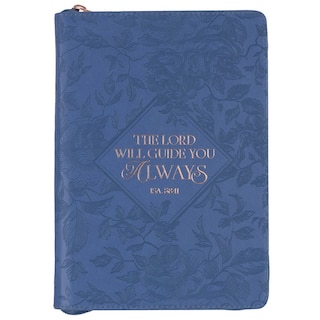 Front cover_Journal Classic Zip Blue The Lord Will Guide Isa. 58:11