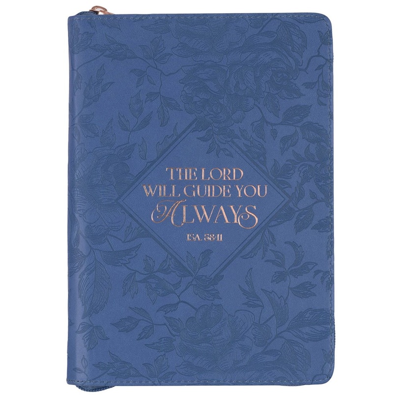 Front cover_Journal Classic Zip Blue The Lord Will Guide Isa. 58:11