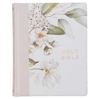 Front cover_KJV Note-taking Bible Faux Leather HC, Gray Floral Printed