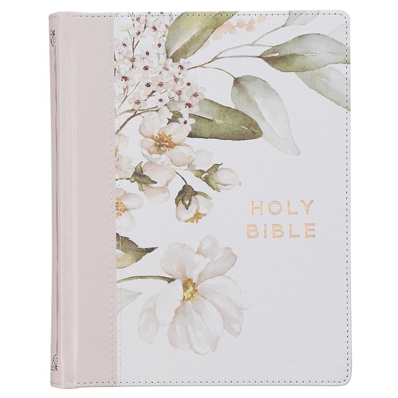Front cover_KJV Note-taking Bible Faux Leather HC, Gray Floral Printed