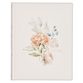 Front cover_KJV Note-taking Bible LP Faux Leather HC, White Floral