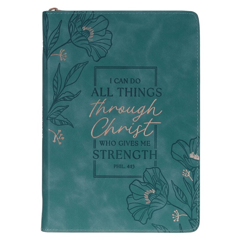 Couverture_Journal Classic Zip Teal All Things Through Christ Phil. 4:13