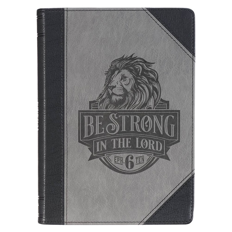 Front cover_Journal Classic Gray Lion Be Strong in the Lord Eph. 6:10
