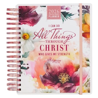 Couverture_2026 Spiral-bound 18 Month Planner I Can Do All Things Through Christ Phil. 4:13