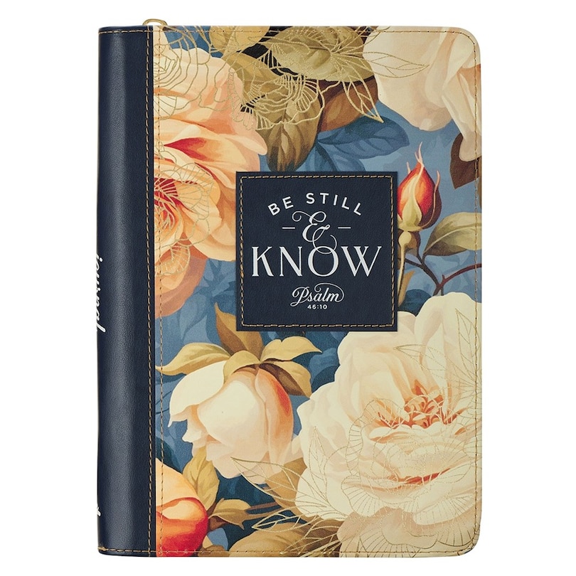 Front cover_Journal Classic Zip Navy Be Still Ps. 46:10