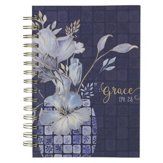 Couverture_Journal Spiral Blue Floral Grace Eph. 2:8