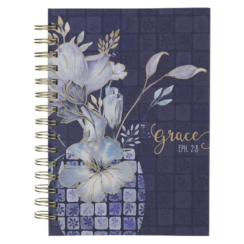 Couverture_Journal Spiral Blue Floral Grace Eph. 2:8