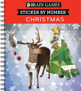 Front cover_Brain Games - Sticker by Number: Christmas (28 Images to Sticker - Reindeer Cover)