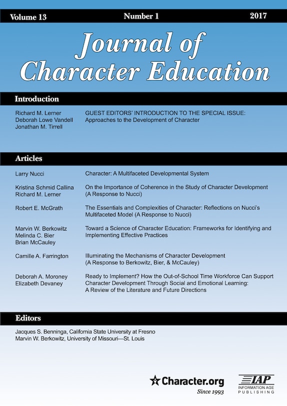 Couverture_Journal of Character Education Vol 13 Issue 1