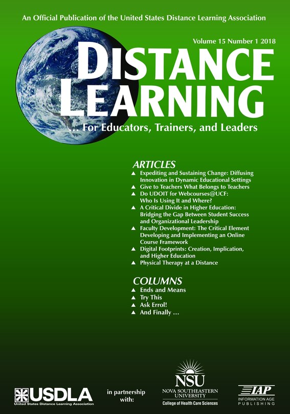Front cover_Distance Learning Vol 15 Issue 1