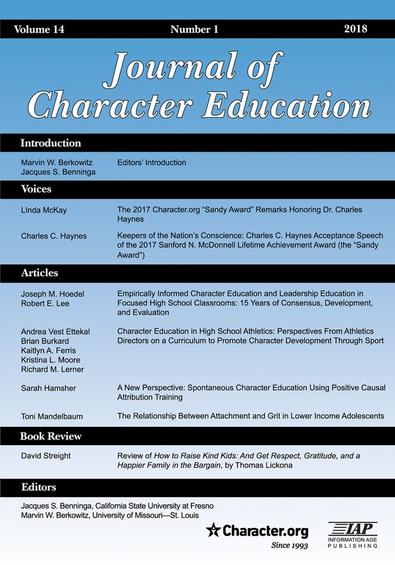 Couverture_Journal of Character Education Vol 14 Issue 1