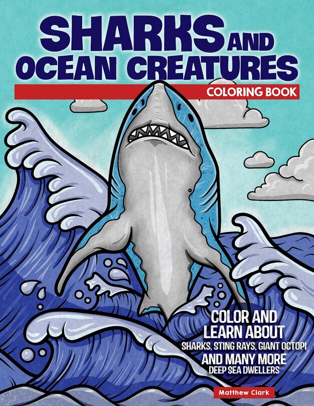 Front cover_Sharks And Ocean Creatures Coloring Book