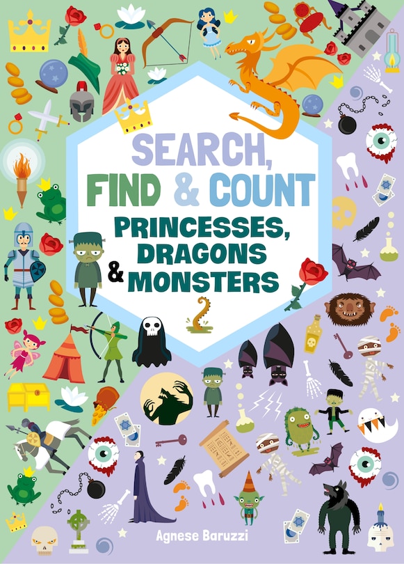 Front cover_Search, Find & Count: Princesses, Dragons & Monsters