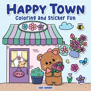 Front cover_Happy Town Coloring and Sticker Fun