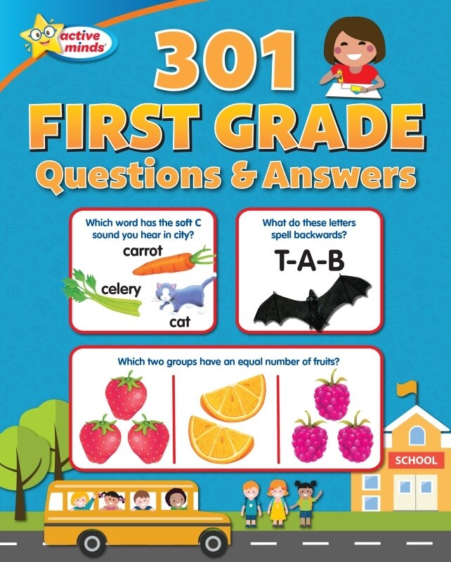Front cover_Active Minds 301 First Grade Questions and Answers