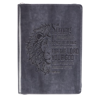 Couverture_Journal Classic Zip Gray Be Strong Joshua 1:9