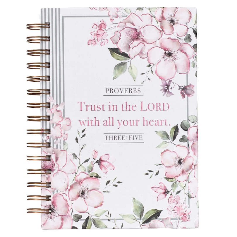 Couverture_Journal Spiral-bound White Floral Trust in the Lord Prov. 3:5