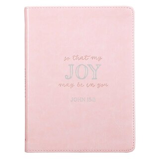 That My Joy May Be In You Handy-sized Faux Leather Journal In Pink - John 15:11