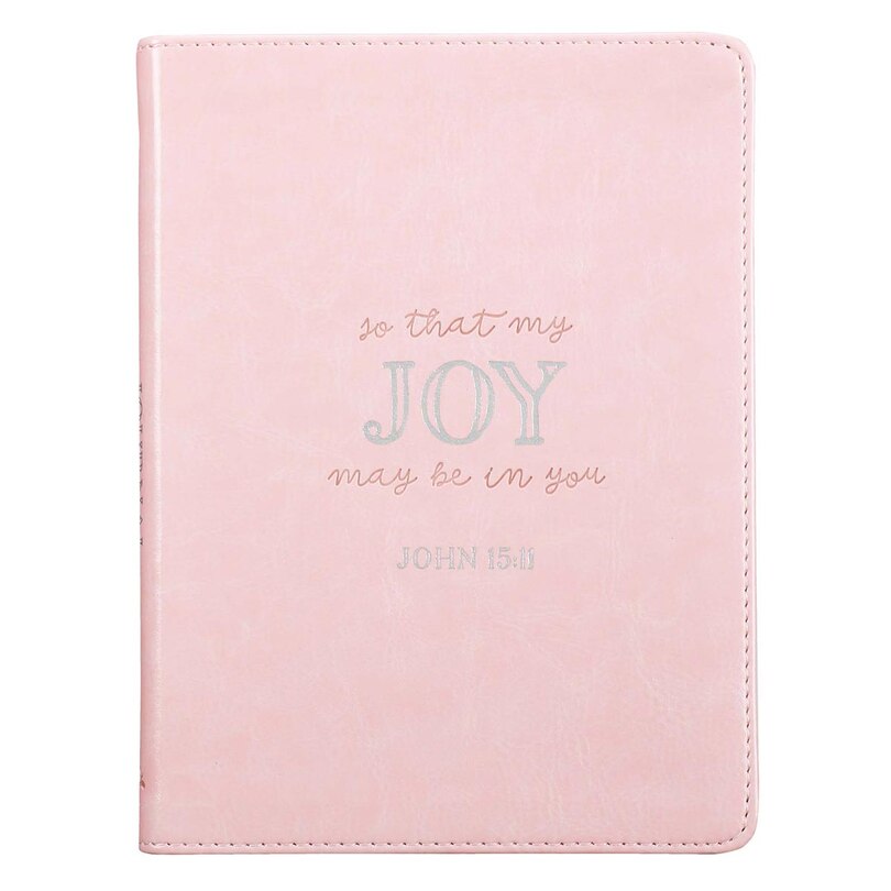 That My Joy May Be In You Handy-sized Faux Leather Journal In Pink - John 15:11