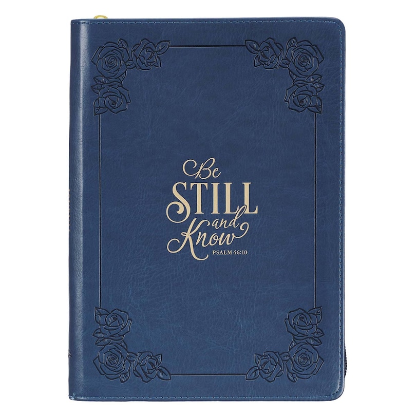 Front cover_Journal Classic Zip Navy Be Still Ps. 46:10