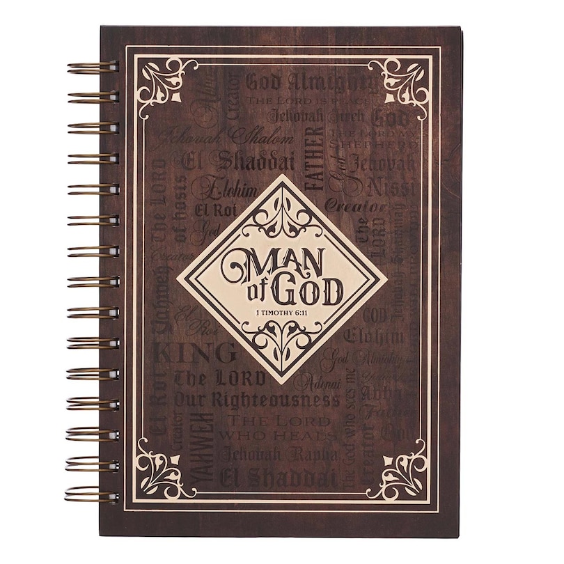 Front cover_Journal Spiral-bound Brown Man of God 1 Tim. 6:11