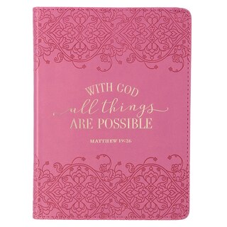 Journal Handy Pink With God All Things Matt. 19:26