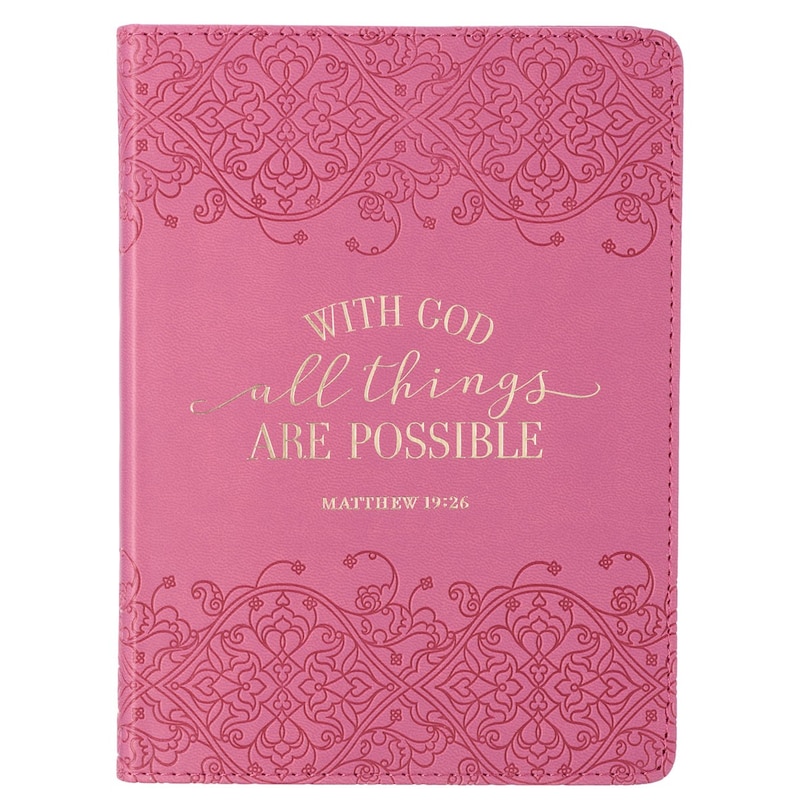 Journal Handy Pink With God All Things Matt. 19:26