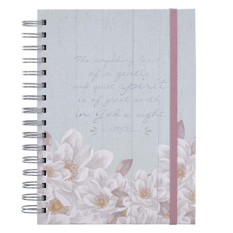 Unfading Beauty Large Wirebound Journal With Elastic Closure - 1 Peter 3:4