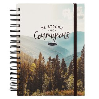 Front cover_Journal Spiral-bound w/Elastic Hills/Forest Courageous Josh. 1:9