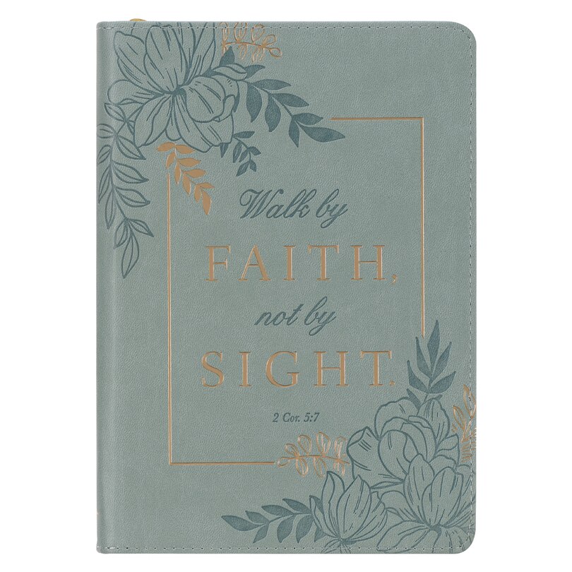Front cover_Journal Classic Zip Teal Walk by Faith 2 Cor. 5:7