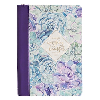 Everything Beautiful Purple Faux Leather Classic Journal With Zipped Closure - Ecclesiastes 3:11