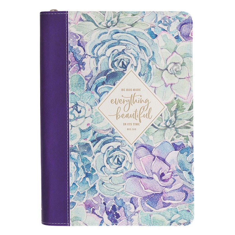 Everything Beautiful Purple Faux Leather Classic Journal With Zipped Closure - Ecclesiastes 3:11