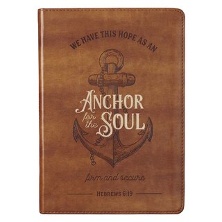 Front cover_Anchor For The Soul Brown Faux Leather Classic Journal - Hebrews 6:19
