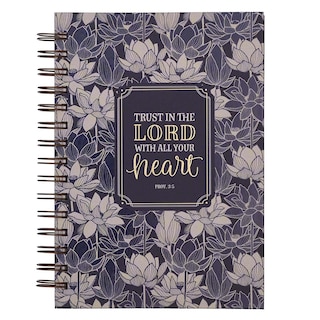 Couverture_Christian Art Gifts Journal w/Scripture Trust in the Lord Navy Floral 192 Ruled Pages, Large Hardcover Notebook, Wire Bound