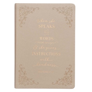 Front cover_Journal Classic Taupe When She Speaks Prov. 31:26