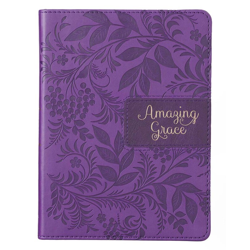 Front cover_Amazing Grace Purple Handy-size Faux Leather Journal