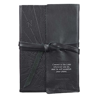 Journal Classic Full-grain Leather w/Wrap Black Commit to the Lord Prov. 16:3