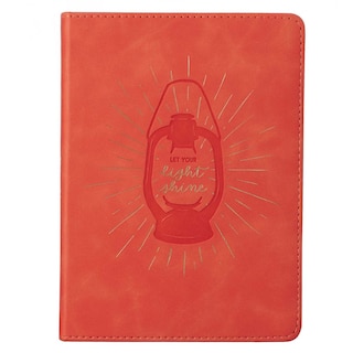 Front cover_Let Your Light Shine Coral Handy-size Faux Leather Journal