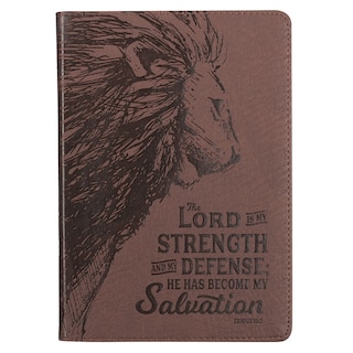 Front cover_Journal Classic Brown My Strength & My Defense Exodus 15:2