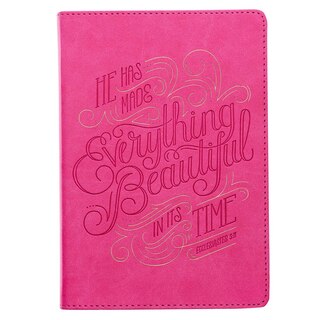 Christian Art Gifts Classic Journal Everything Beautiful In His Time Ecc. 3:11 Inspirational Scripture Notebook, Ribbon Marker, Pink Faux Leather Flexcover, 336 Ruled Pages
