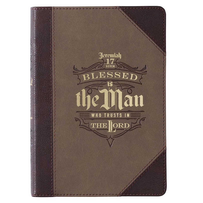 Christian Art Gifts Classic Journal Blessed Is The Man Jer 17:7 Inspirational Scripture Notebook, Ribbon Marker, Pink Faux Leather Flexcover, 336 Ruled Pages
