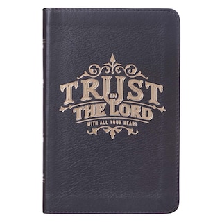 Christian Art Gifts Classic Handy-sized Full Grain Leather Journal Trust In The Lord Proverbs 3:5 Bible Verse Inspirational Scripture Notebook w/Ribbon, Faux Leather Flexcover 240 Ruled Pages, 5.7 x 7, Black