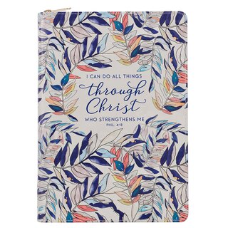 Couverture_Journal Classic Zip White Leaves Printed Through Christ Phil. 4:13
