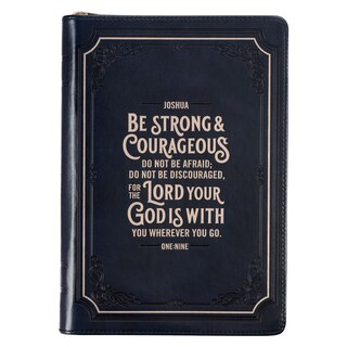 Front cover_Journal Classic Zip Black Strong & Courageous Josh. 1:9