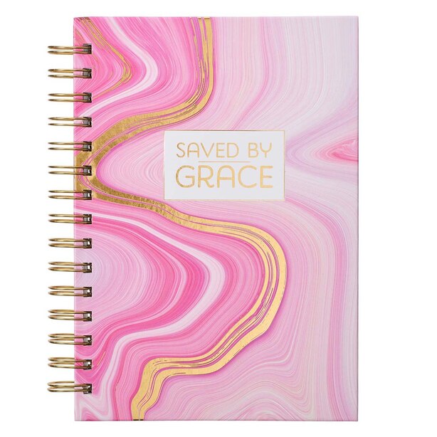 Journal Wirebound Pink/Gold Saved By Grace, Book by Christian Gifts