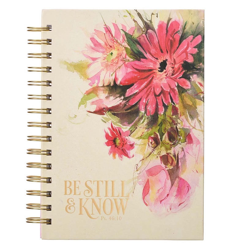 Front cover_Journal Wirebound Cream/Pink Floral Be Still Ps. 46:10